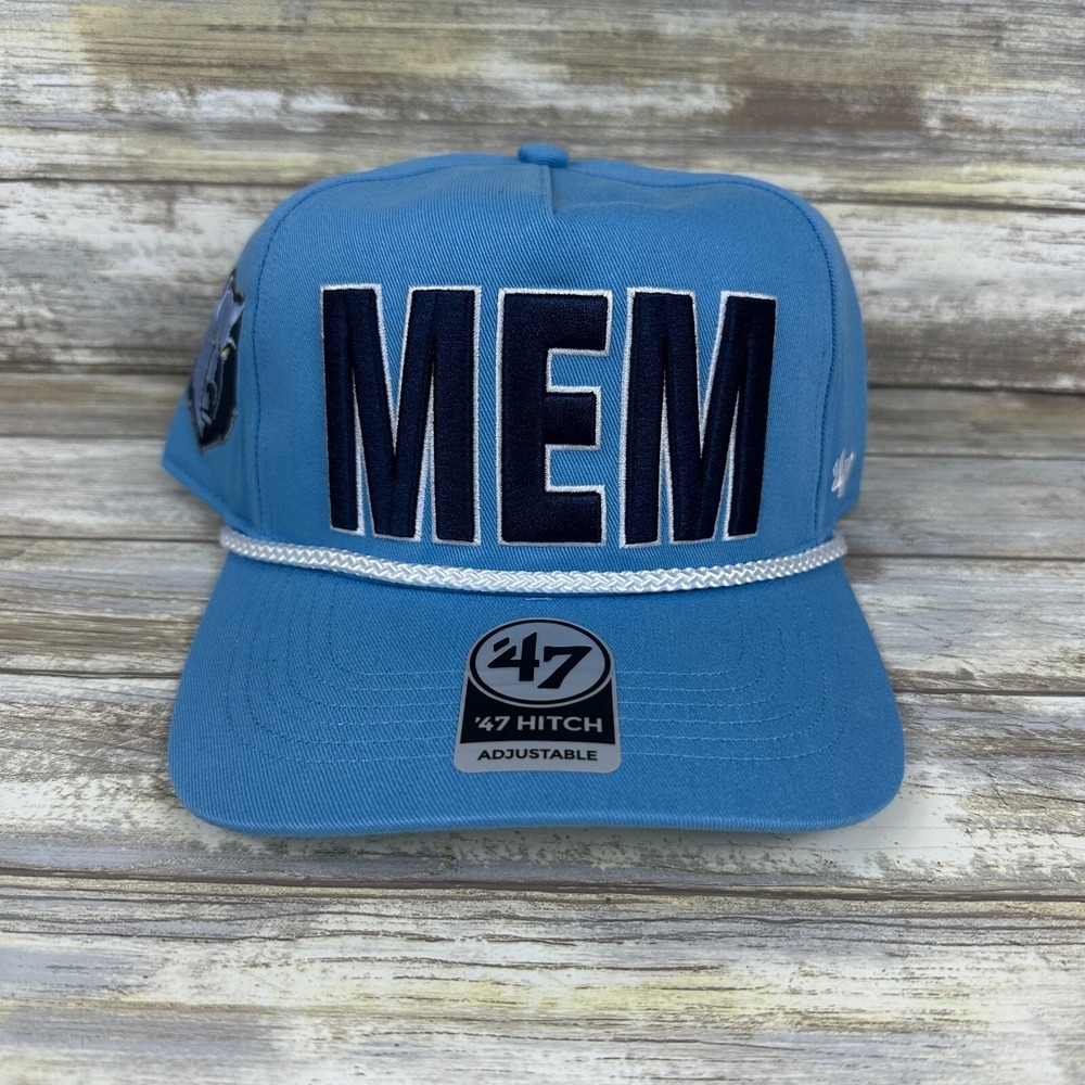 Memphis Grizzlies Hat Mens OSFA Blue Three Pointer 47 Brand Hitch Snapback‎ NEW